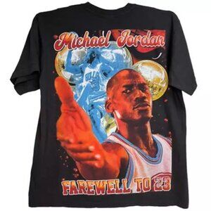 Michael Jordan Mens Bootleg Tees Graphic T-Shirt Black Farewell To 23 Cotton XL